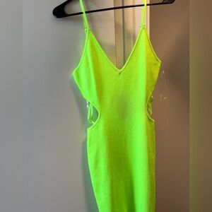 Neon green sweater tank top dress